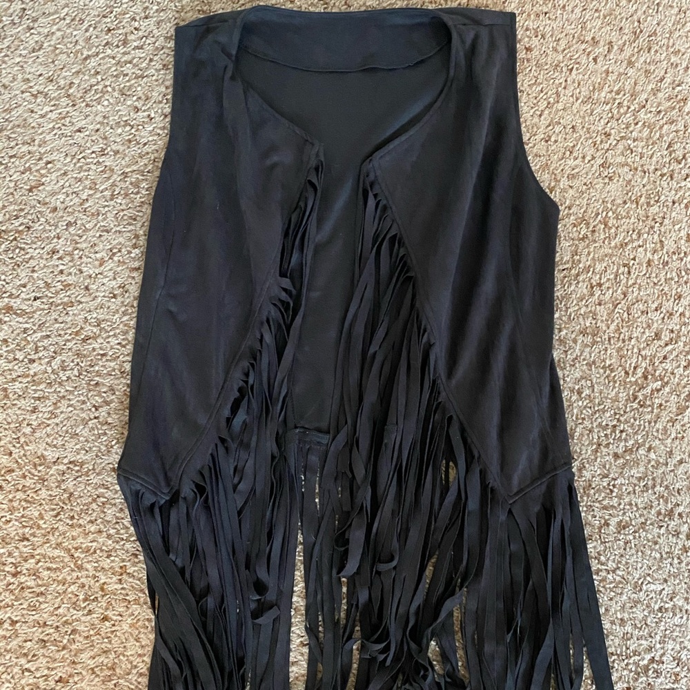 Faux Suede Fringe Vest